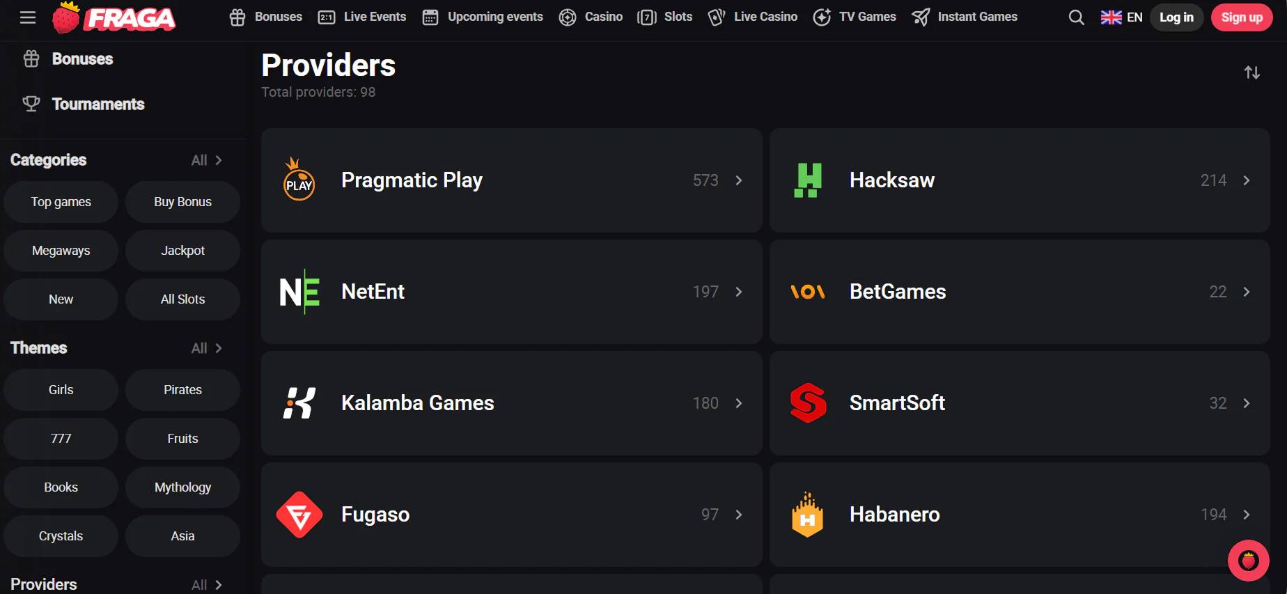 Fragabet Casino Providers