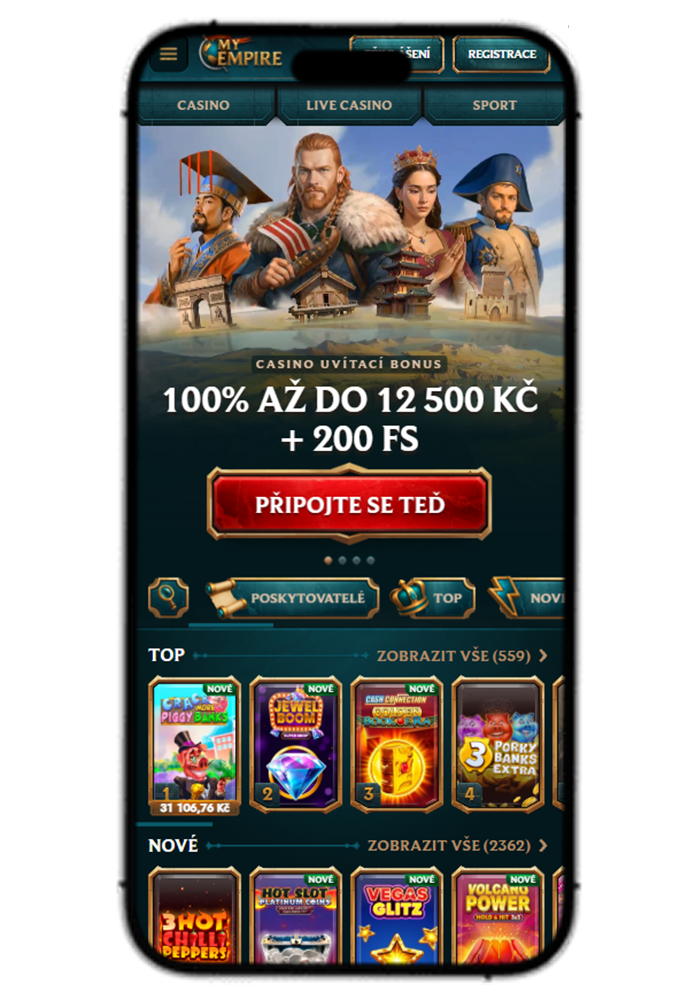 MyEmpire Casino Mobile View