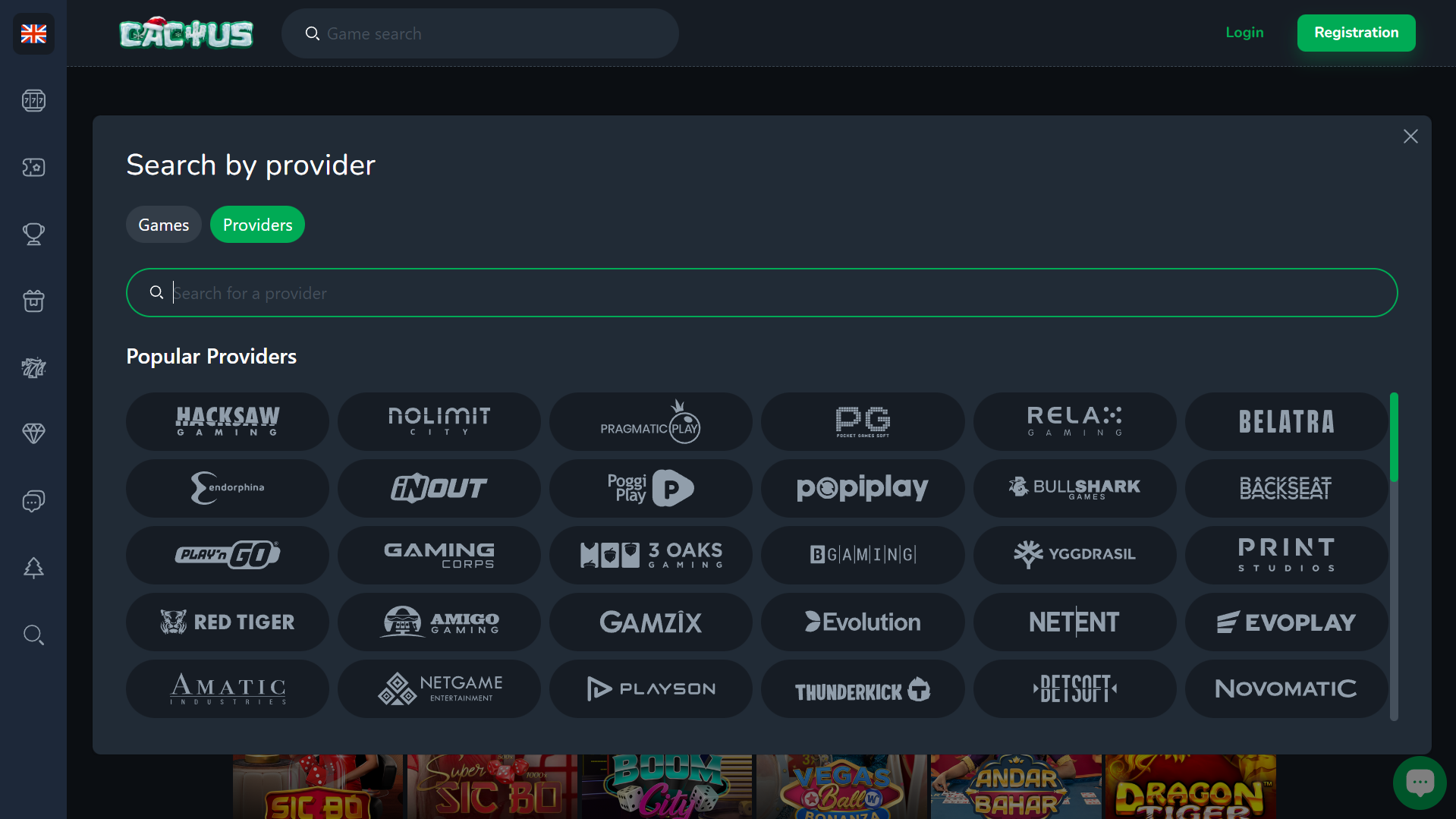 Cactus Casino Providers