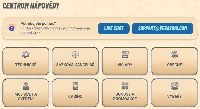 Vegasino Casino Customer Service